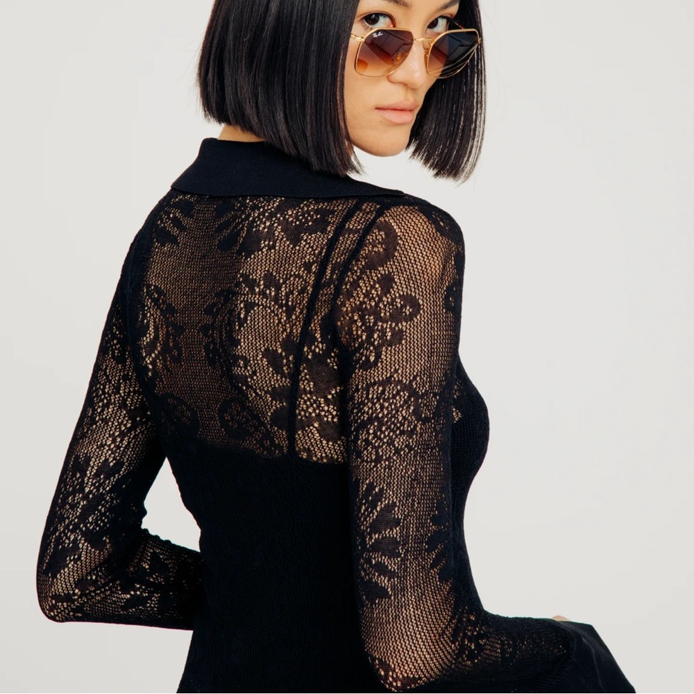 NWT🖤 Torn by Ronny Kobo Black Lace Cardigan “THEIA TOP”. Size XS
